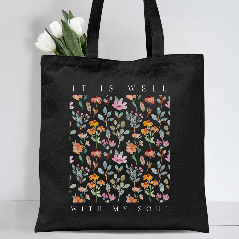 It Is Well With My Soul Christian Canvas Tote Bag
