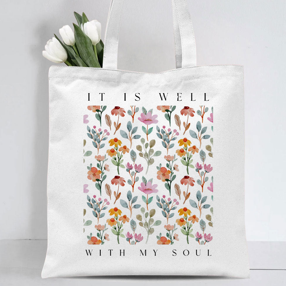 It Is Well With My Soul Christian Canvas Tote Bag