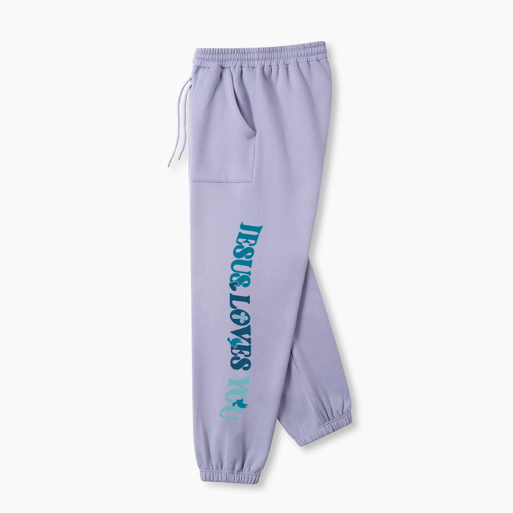 Jesus Loves You Christian Fleece Sweatpants