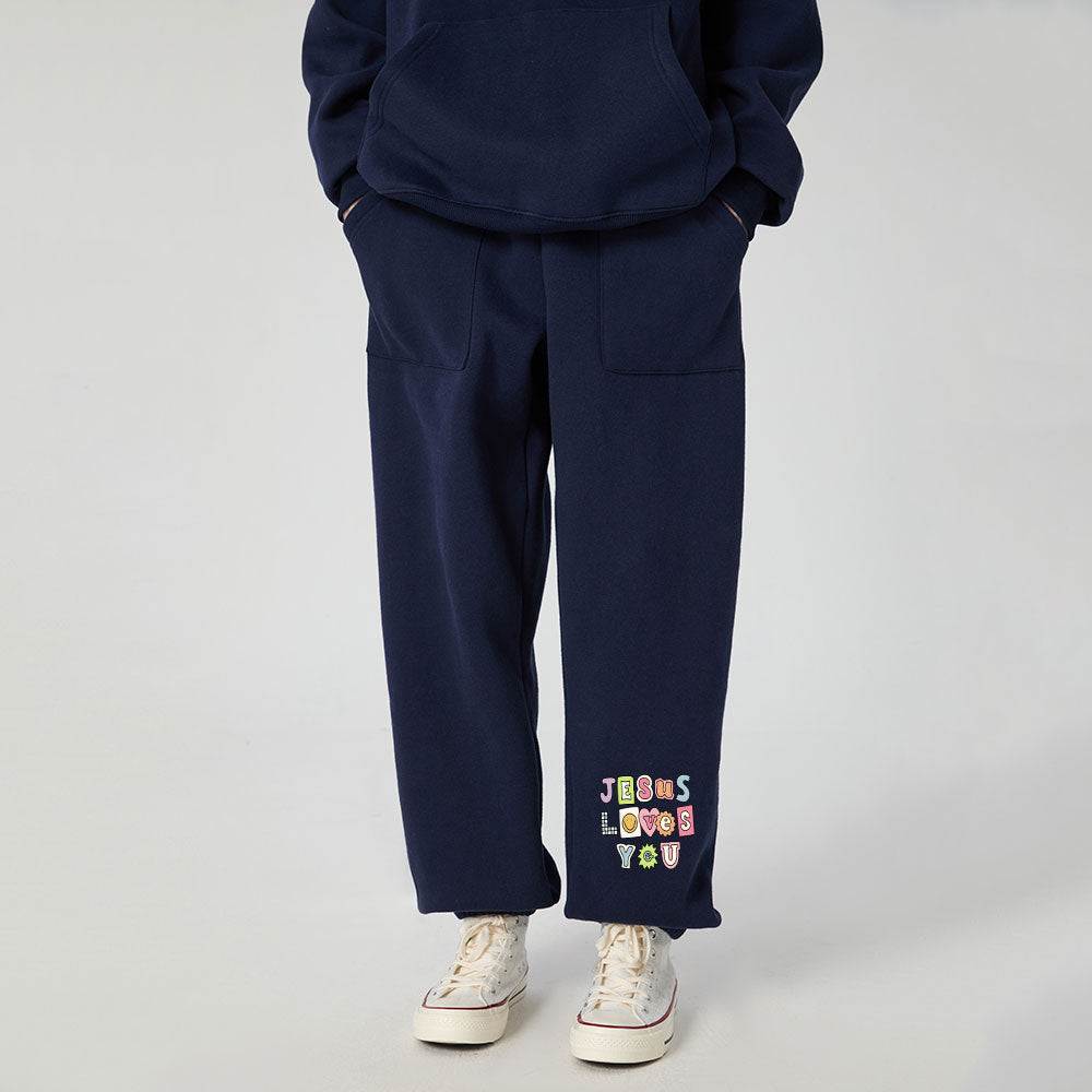 Jesus Loves You Christian Fleece Sweatpants