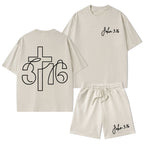 JOHN 3: 16 Christian Washed T-Shirt & Shorts