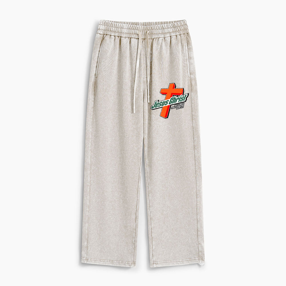 Jesus Christ Cross Christian Washed Sweatpants