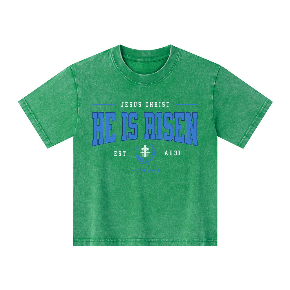 Jesus Christ He Is Risen Christian Kid Washed T-Shirt