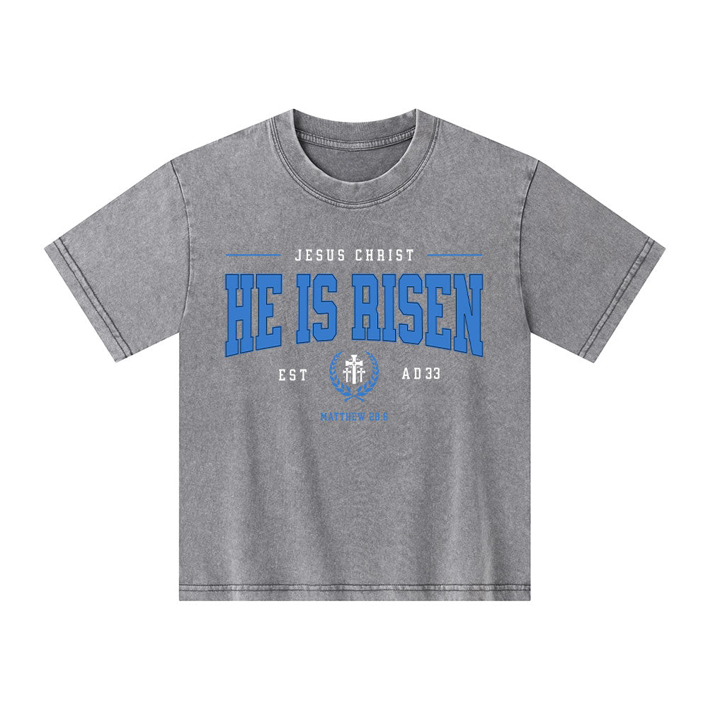 Jesus Christ He Is Risen Christian Kid Washed T-Shirt