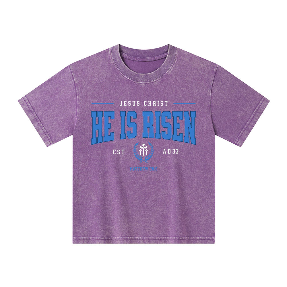 Jesus Christ He Is Risen Christian Kid Washed T-Shirt