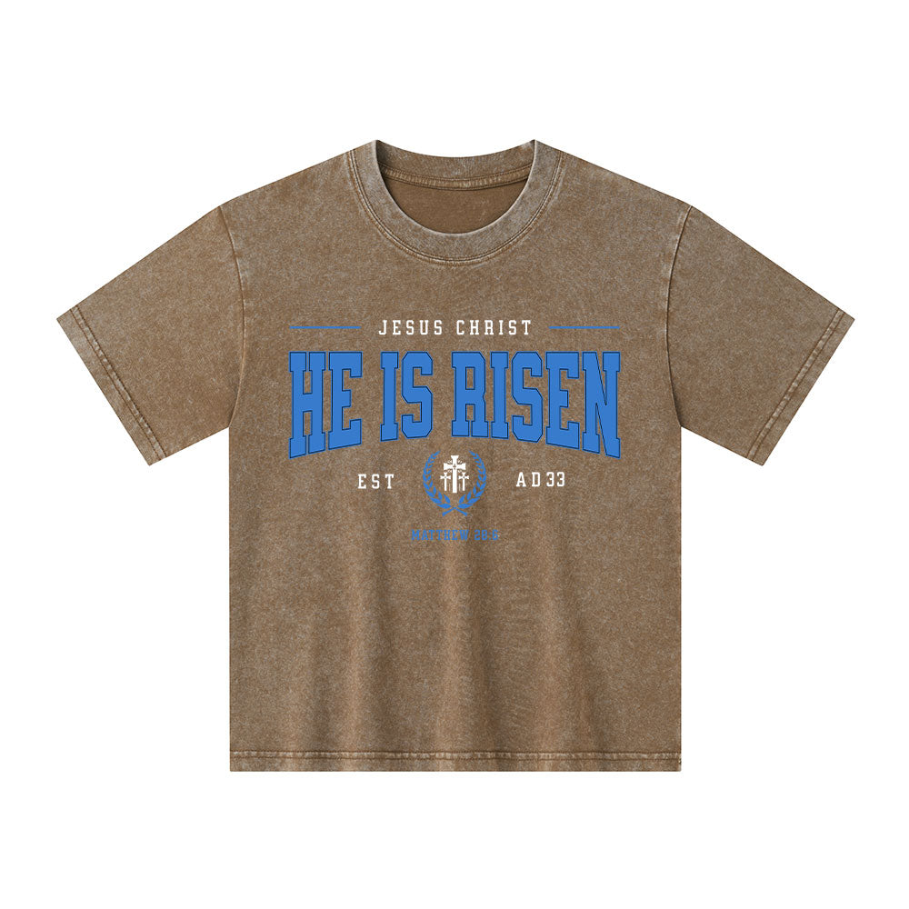 Jesus Christ He Is Risen Christian Kid Washed T-Shirt