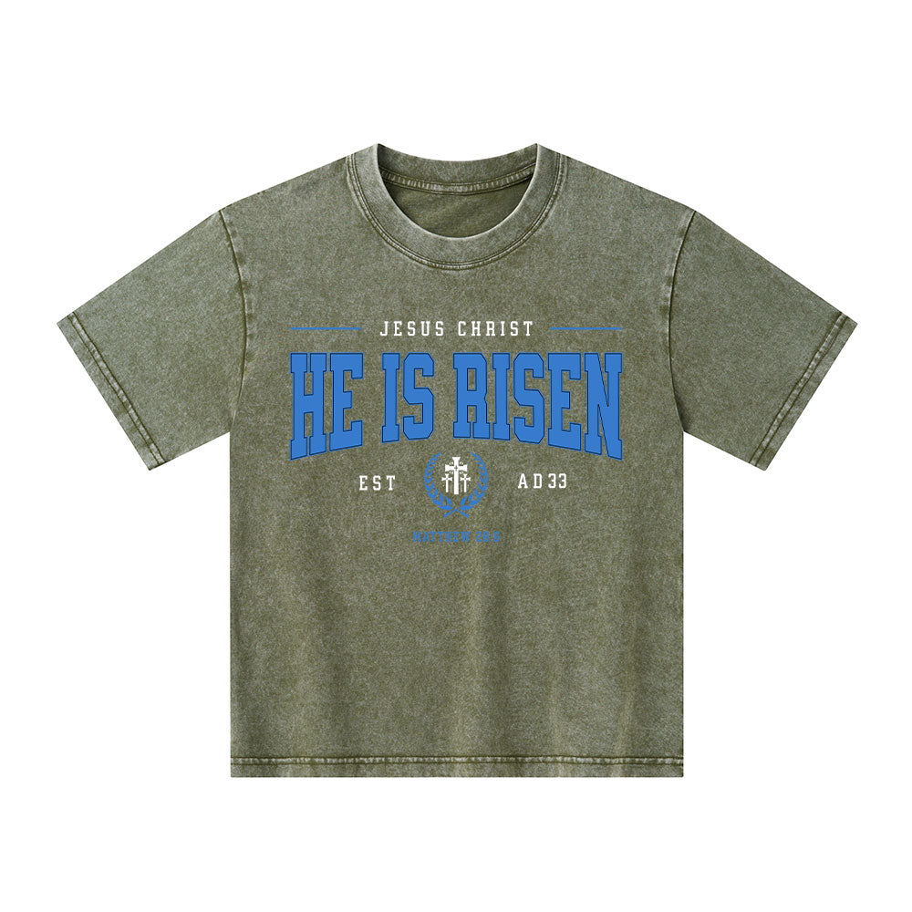 Jesus Christ He Is Risen Christian Kid Washed T-Shirt