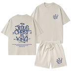 Jesus Christ Is King Christian Washed T-Shirt & Shorts