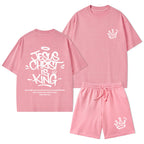 Jesus Christ Is King Christian Washed T-Shirt & Shorts