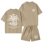 Jesus Christ Is King Christian Washed T-Shirt & Shorts