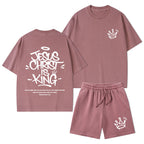 Jesus Christ Is King Christian Washed T-Shirt & Shorts