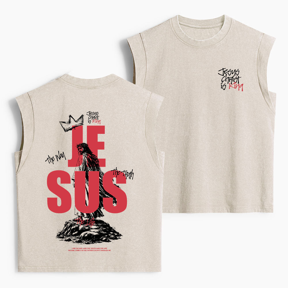 Jesus Christ Is King Christian Women's Washed Tank Top