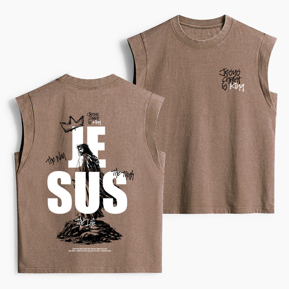 Jesus Christ Is King Christian Women's Washed Tank Top