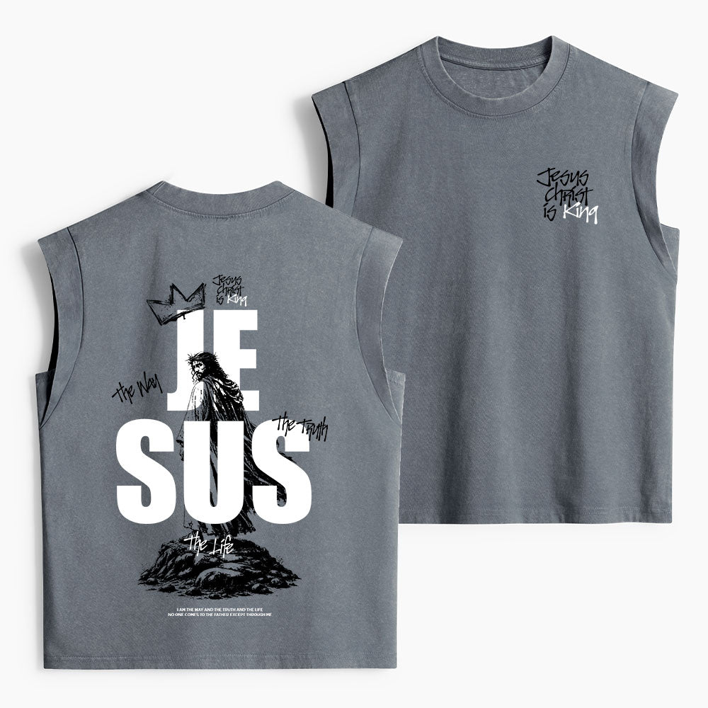 Jesus Christ Is King Christian Women's Washed Tank Top
