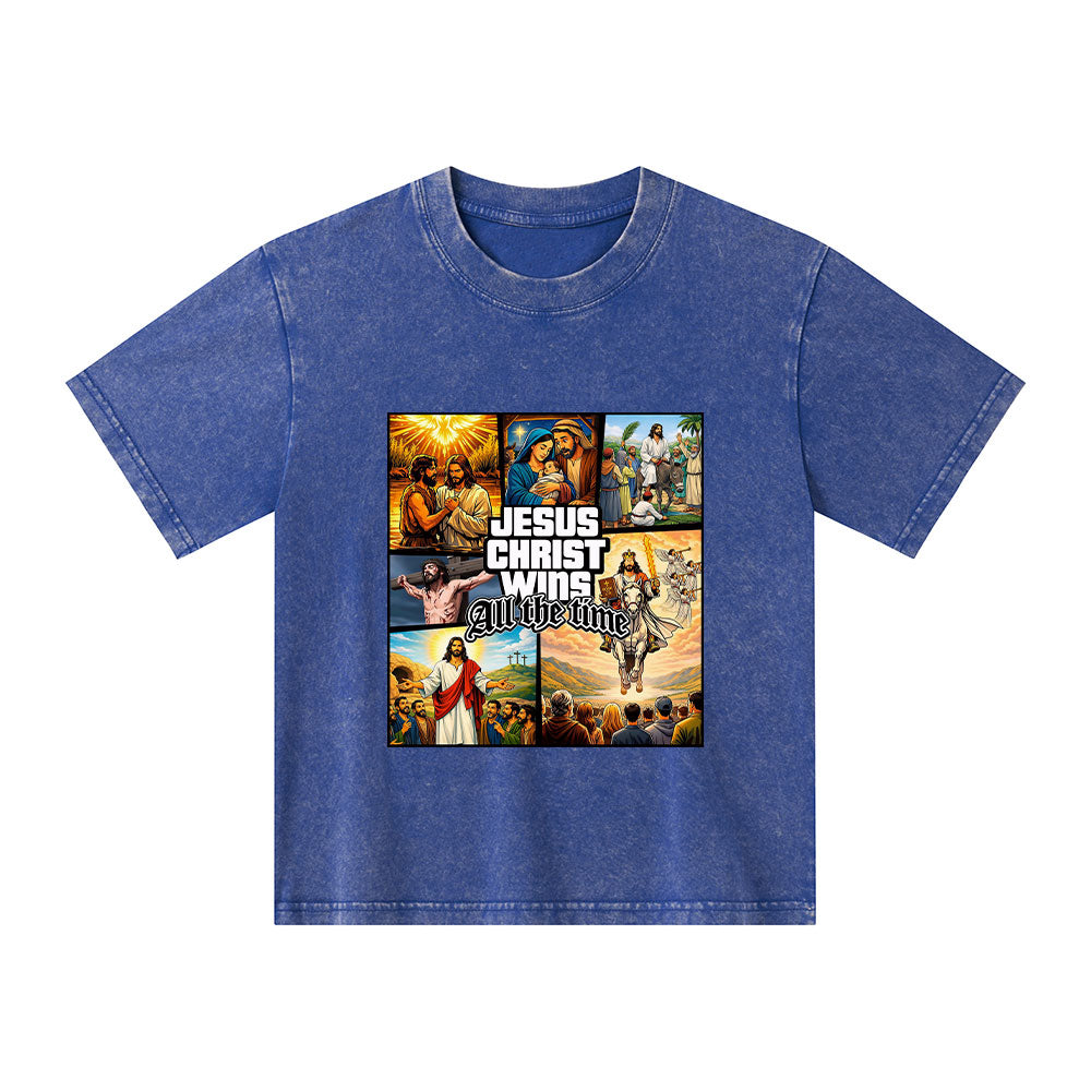 Jesus Christ Wins All The Time Christian Washed T-Shirt