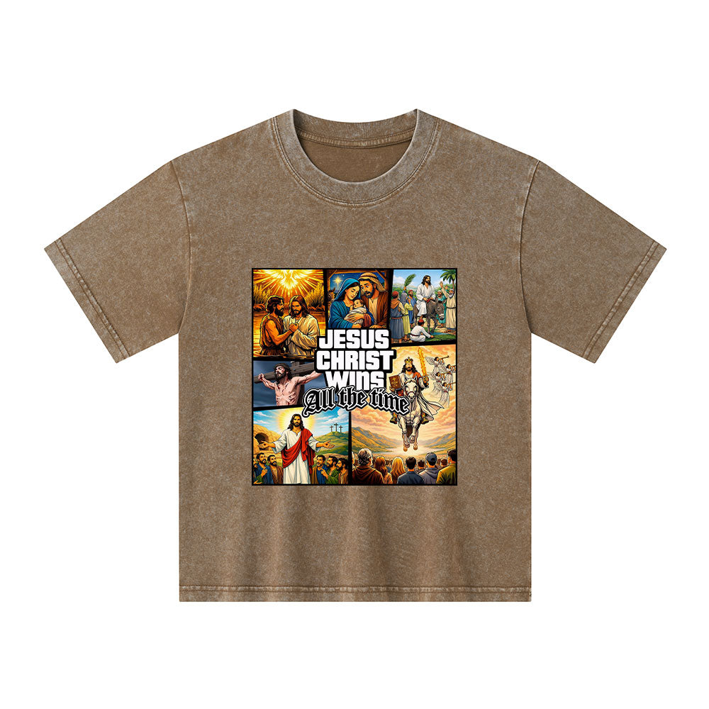 Jesus Christ Wins All The Time Christian Washed T-Shirt