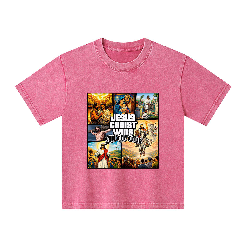 Jesus Christ Wins All The Time Christian Washed T-Shirt