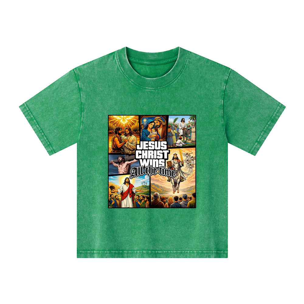 Jesus Christ Wins All The Time Christian Washed T-Shirt