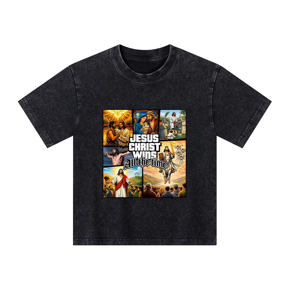 Jesus Christ Wins All The Time Christian Washed T-Shirt
