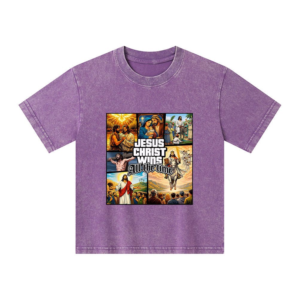 Jesus Christ Wins All The Time Christian Washed T-Shirt