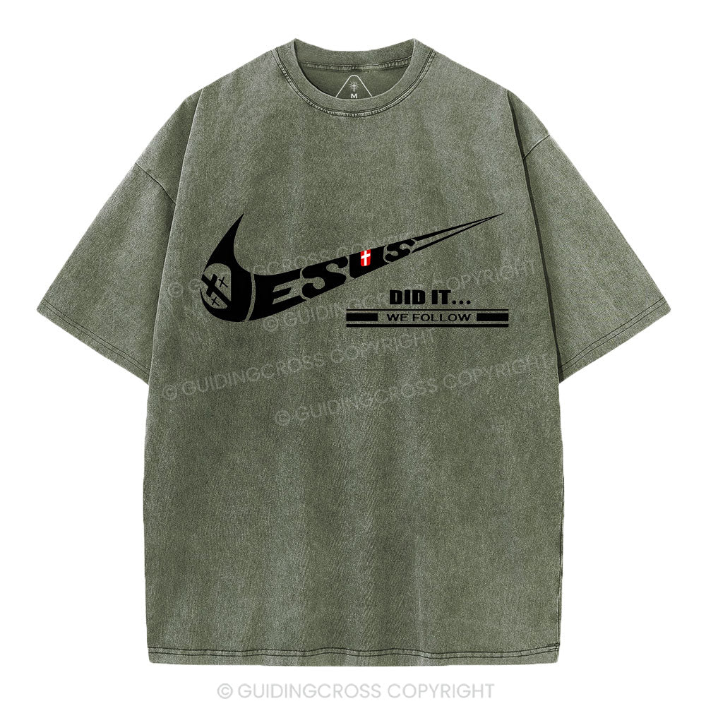 Jesus Did It Christian Washed T-Shirt
