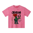 Jesus He Died For You Christian Kid Washed T-Shirt