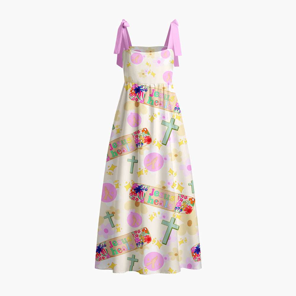 Jesus Heals Chrisitan Tie Shoulder Maxi Dress
