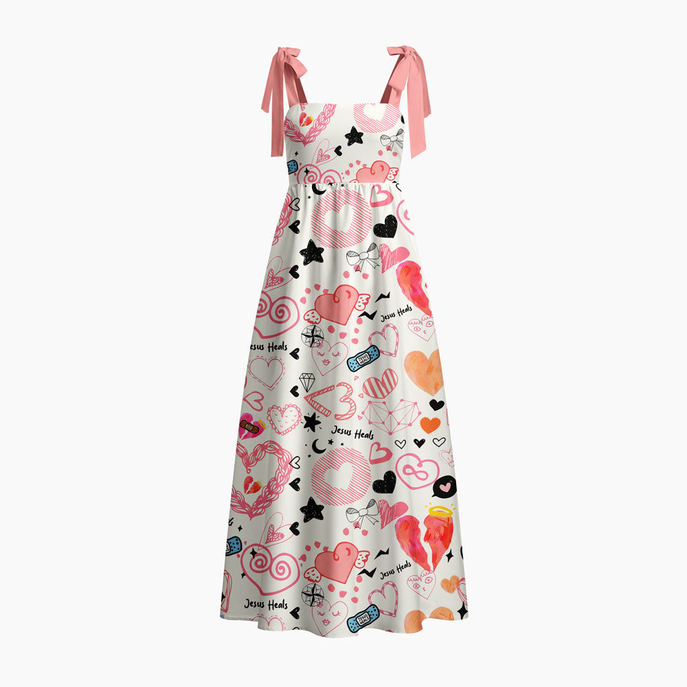 Jesus Heals Chrisitan Tie Shoulder Maxi Dress