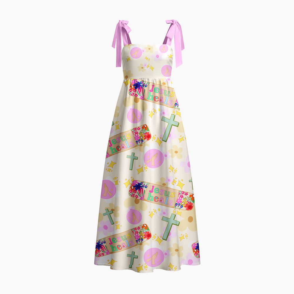 Jesus Heals Chrisitan Tie Shoulder Maxi Dress