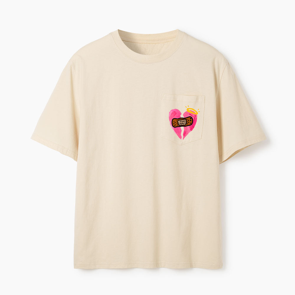 Jesus Heals Christian Unisex Pocket T-Shirt