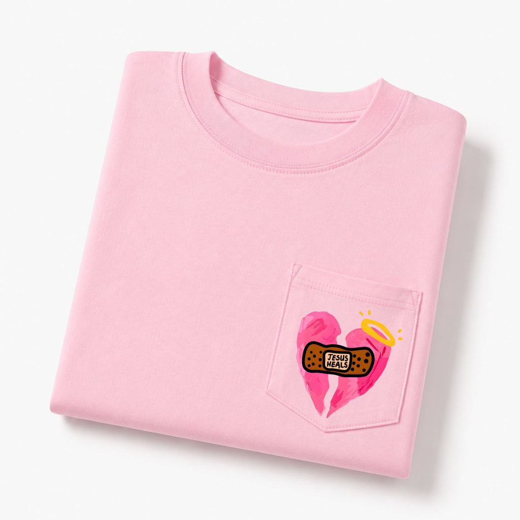 Jesus Heals Christian Unisex Pocket T-Shirt