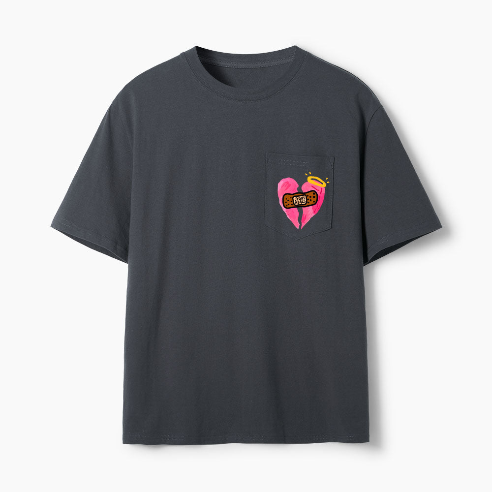 Jesus Heals Christian Unisex Pocket T-Shirt