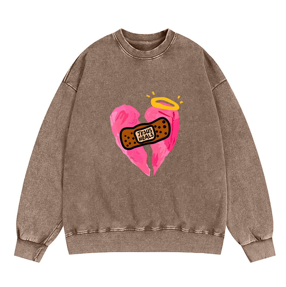 Jesus Heals Christian Washed Sweatshirt