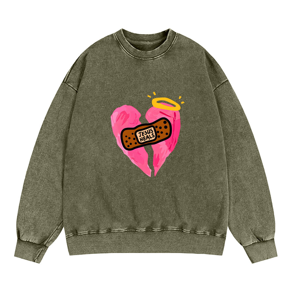 Jesus Heals Christian Washed Sweatshirt