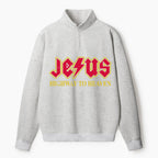 Jesus Highway To Heaven Christian Half Zip Fleece Sweatshirt