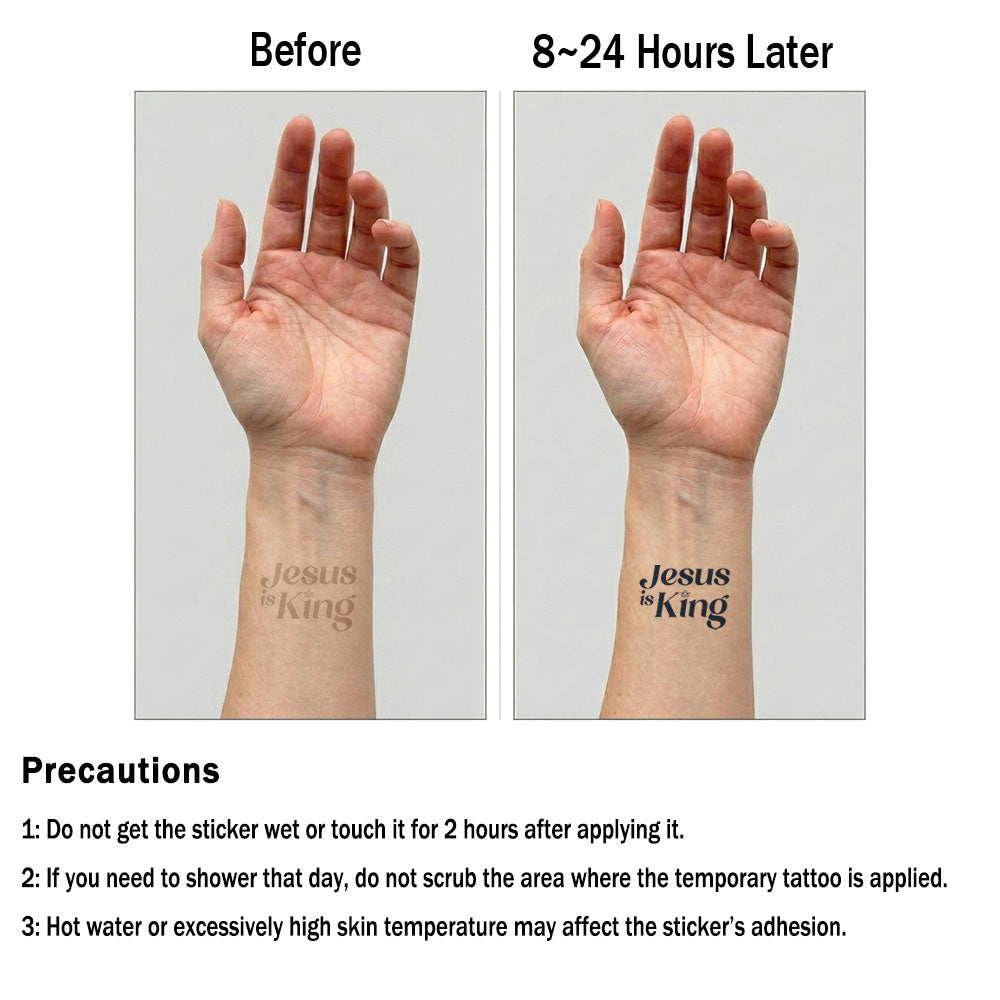Jesus Is King 12pcs Christian Temporary Tattoos