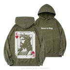 Jesus Is King Card Christian Washed Hoodie