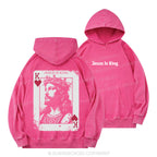 Jesus Is King Card Christian Washed Hoodie
