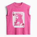 Jesus Is King Card Christian Women's Washed Tank Top