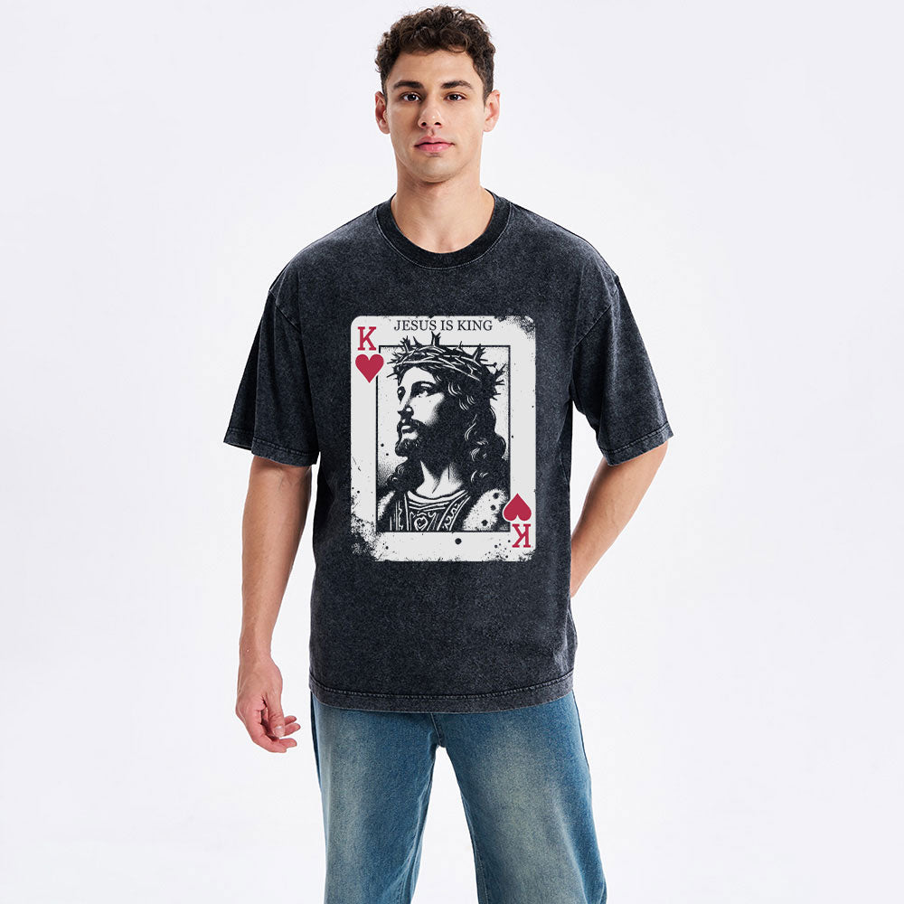 Jesus Is King Card Washed T-Shirt