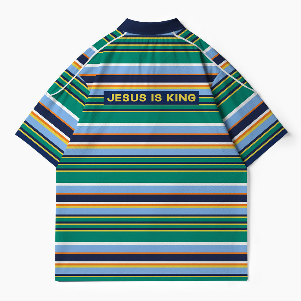 Jesus Is King Christian Buttoned Polo Jersey