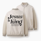 Jesus Is King Christian Color Block Baseball Jacket