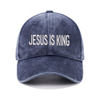 Jesus Is King Christian Couple Washed Hat