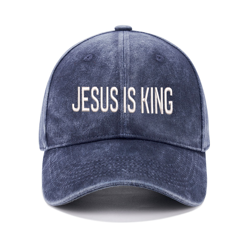 Jesus Is King Christian Couple Washed Hat