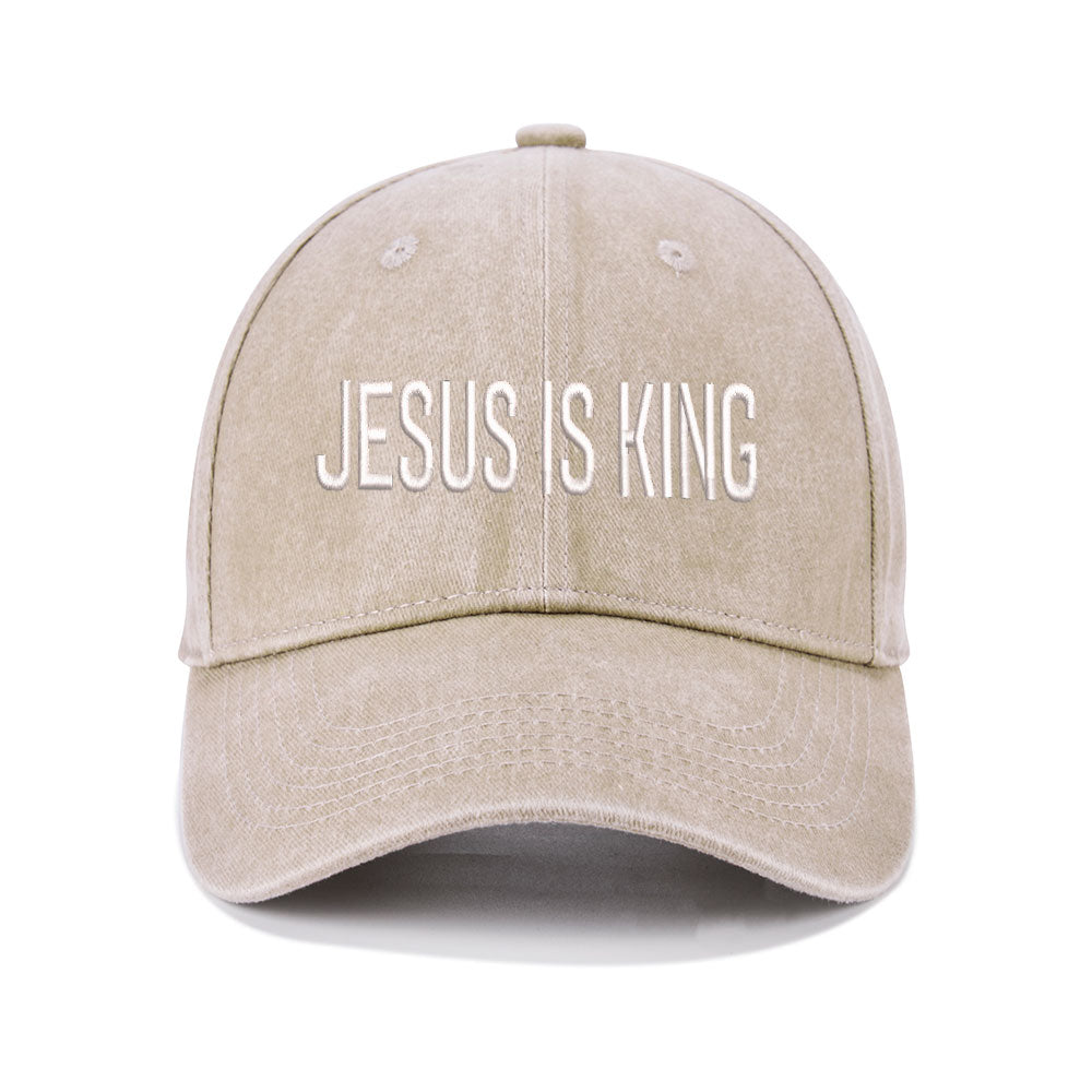 Jesus Is King Christian Couple Washed Hat