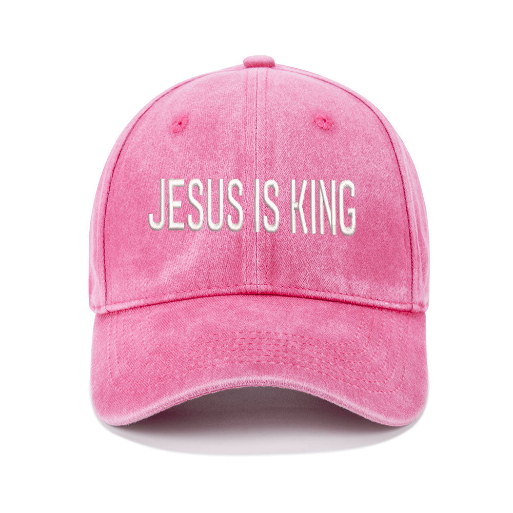 Jesus Is King Christian Couple Washed Hat