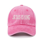 Jesus Is King Christian Couple Washed Hat
