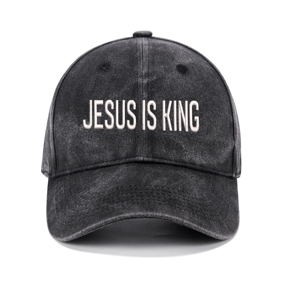 Jesus Is King Christian Couple Washed Hat