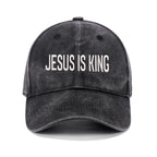 Jesus Is King Christian Couple Washed Hat