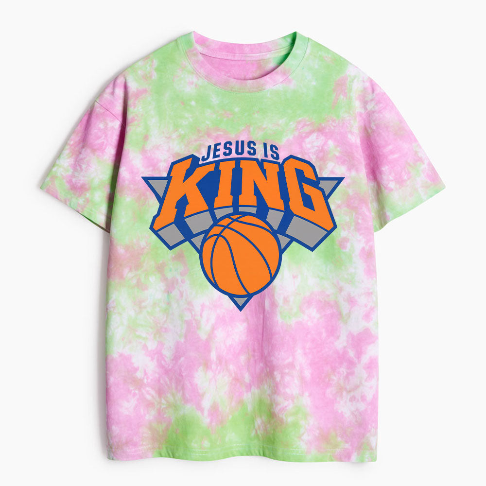 Jesus Is King Christian Heavy Cotton Tie Dye T-Shirt